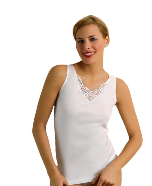 6 Adet Anıt Bayan Ribana Güpürlü Geniş Askılı Atlet 2104.1 ürün görseli