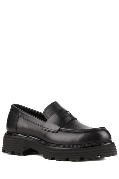 Stato - Siyah Hakiki Deri Kadın Loafer 25-AD1120 - Resim 3