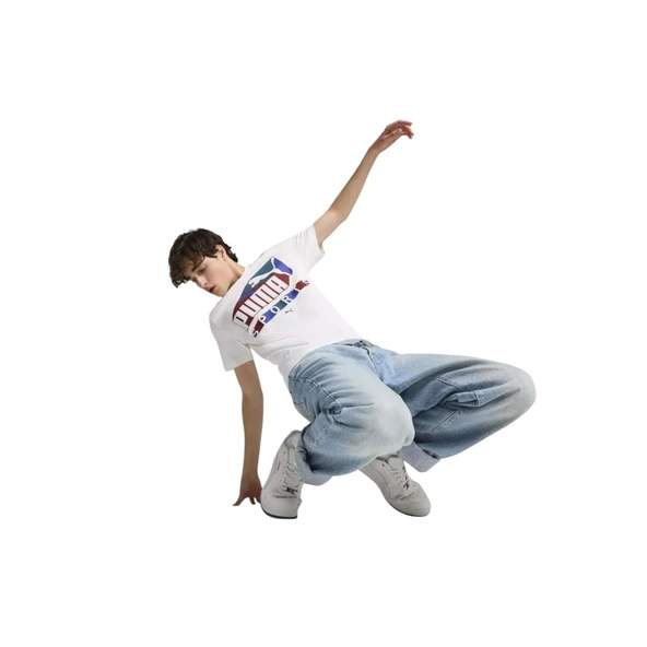 Graphics Sports Tee Tişort Erkek T-shirt Beyaz 683207-02 - Resim 4