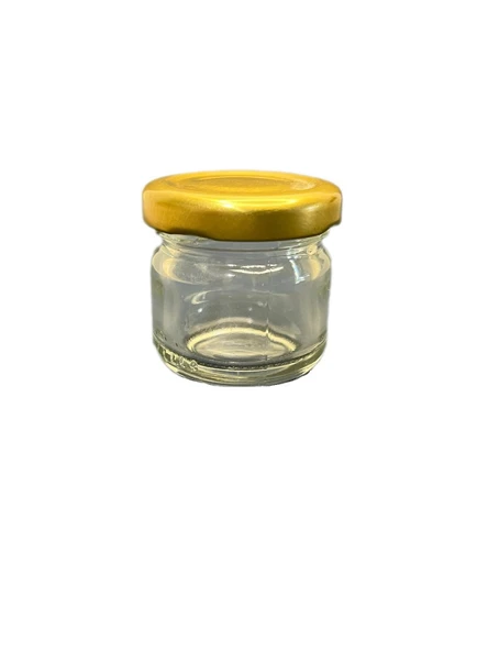 40ml şeffaf cam konserve kavanozu gold kapaklı, 12 adet, cam kavanoz, konserve kavanozu, reçel kavanozu, bal kavanozu, saklama kavanozu