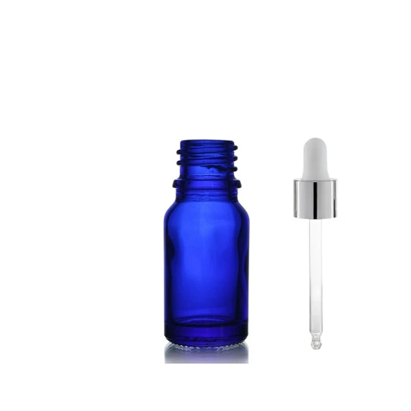 20ml mavi cam damlalıklı şişe,gümüş kapak beyaz emzik, 12 adet, Ecza şişesi, Damlalıklı şişe, propolis şişesi, damlatmalı şişe, saç serum şişesi, ecza şişesi ürün görseli 1