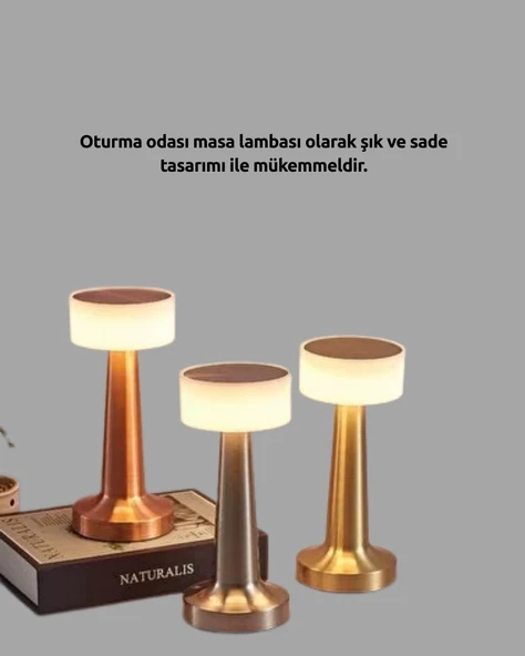 Touch Gece Lambası – Dokunmatik Kontrol, Kablosuz Kullanım, Metal Gövde - 5