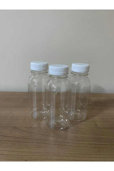 23 Adet 250 ml Yuvarlak Detox, Meyve Suyu, Sporcu, Diyet Içecek-boş Pet Şişe(BEYAZ KİLİTLİ KAPAKLI) - 3