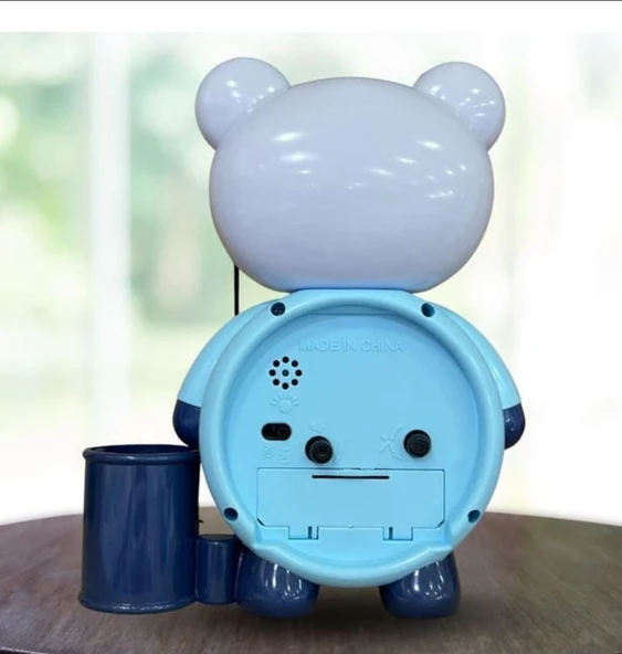 Panda Tasarımlı Saat Kalemlik Kızlar ve Erkekler İçin Yatak Odaları ve Oyun Odaları Saat mavi renki - 4