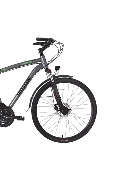 Bisan Comfortline Şehir Bisikleti 52.5 CM Mekanik Disk Fren 28 Jant 21 Vites Metalik Gri Yeşil - Resim 2