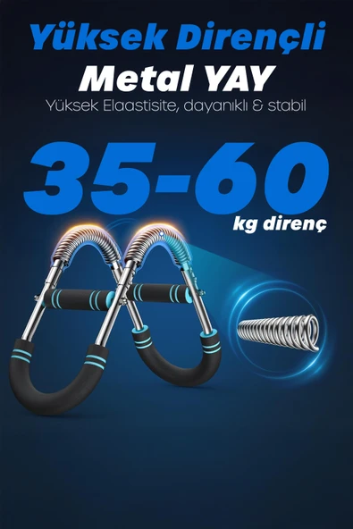 3X POWER (35-60KG) Ayarlanabilir Üçlü Metal Yaylı Göğüs & Kol Full Body Egzersiz Aleti Fitness Bar - Resim 6