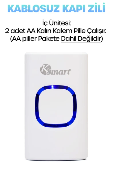 Kablosuz Uzaktan Kumanda Kapı Zili Işıklı Uzun Menzilli Pilli 32 Farklı Melodili Beyaz 9389 - Resim 3