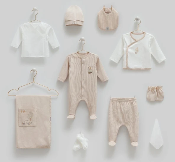 Caramell Hello Forest %100 Pamuk 10 Lu Hastane Çıkış Seti CRML.BEJ.ZE1949