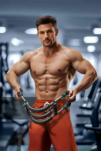 3X POWER (35-60KG) Ayarlanabilir Üçlü Metal Yaylı Göğüs & Kol Full Body Egzersiz Aleti Fitness Bar - Resim 8