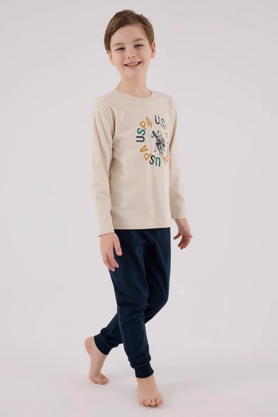 U.S. Polo Assn. Garson Erkek Uspa Logo Süprem 4 Mevsim Kumaş Uzun Kollu Lastikli Pijama Takım - 8