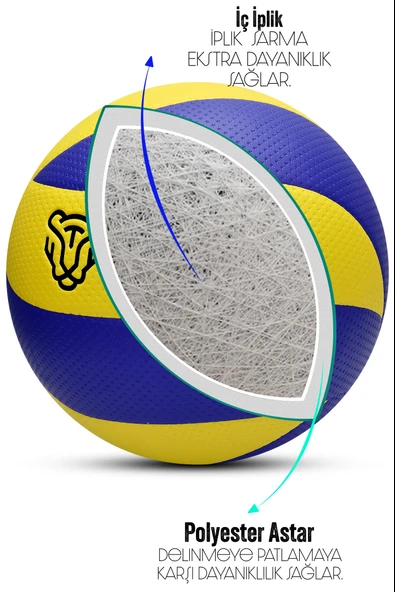 Sert Zemin Voleybol Topu Pompalı SET 8 Panel Sert Deri İç-Dış Mekan Uygun Dayanıklı VT600 - Resim 4