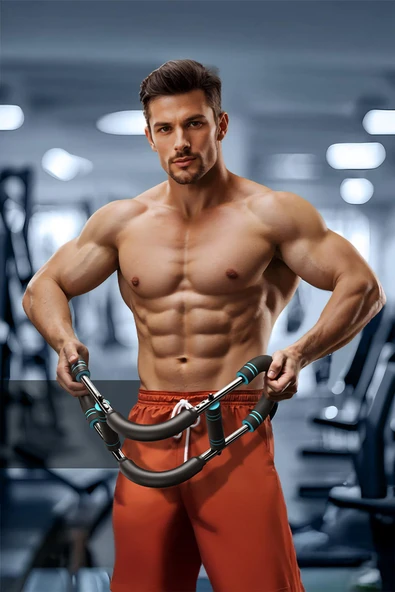 2X POWER (25-50KG) Ayarlanabilir Çift Metal Yaylı Göğüs & Kol Full Body Egzersiz Aleti Fitness Bar - Resim 8