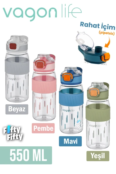 550 ML Rahat İçim (Pipetsiz) Taşıma Kulplu Çocuk Su Matarası -VGN3001ML550 - Resim 8