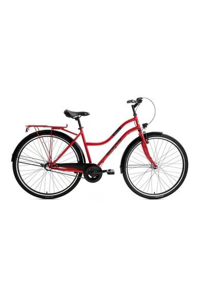Bisan BELLA KADIN ŞEHİR BİSİKLETİ 46CM V 28 JANT 3 VİTES BAYRAK KIRMIZI SİYAH ürün görseli 1
