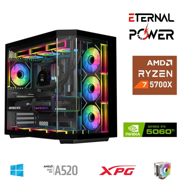 ETERNAL POWER RYZEN 7 5700X 32G DDR4 1TB M.2 RTX5060Ti A520 A650W ürün görseli 1