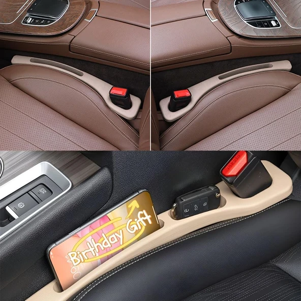 Araç Koltuğu Boşluk Doldurucu ve Düzenleyici Organizer 2'li Bej - 3