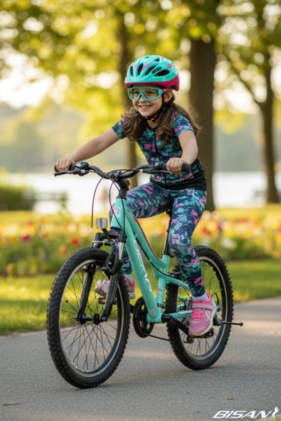 Bisan Gazelle Çocuk Bisikleti 30 Cm V 24 Jant 18 Vites Turkuaz Koyu Pembe - Resim 2