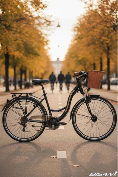 Bisan Sandy 26 Jant Şehir Bisikleti 43 Cm Alüminyum Kadro V-Fren Shimano Tourney 21 Vites Mat Siyah Gold ürün görseli 1