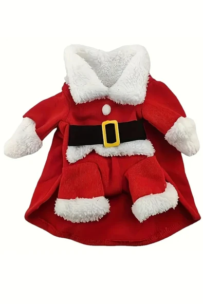 Şenlikli Noel Baba Köpek Kostüm Seti – Küçük Irklar İçin Sıcak Polyester Tulum, Kazak Tasarım Evcil Hayvan Kıyafeti-L beden - 5