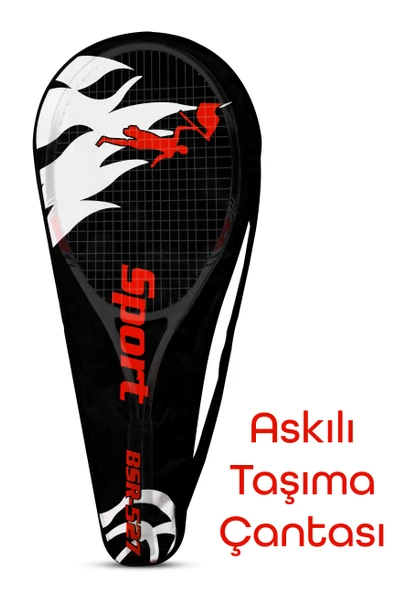 Deluxe 27 İnç Tenis Raketi Çantalı Yetişkin Tennis Racket L2 Grip 68 cm Kırmızı 527 - Resim 3