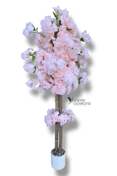 Beyaz Renkli Saksıda 150 cm Yapay Bahardalı Ağacı Yoğun Yaprak - Resim 5