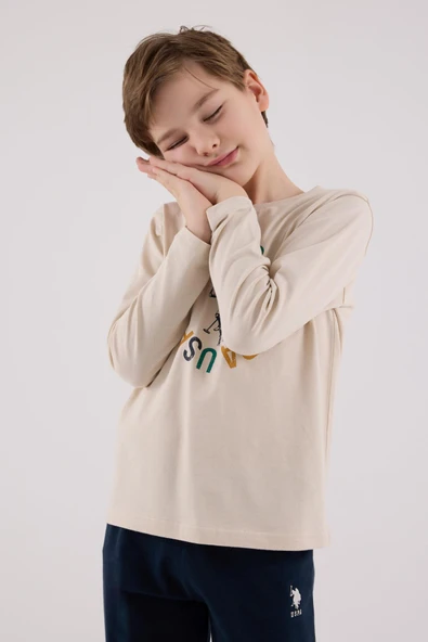 U.S. Polo Assn. Garson Erkek Uspa Logo Süprem 4 Mevsim Kumaş Uzun Kollu Lastikli Pijama Takım - 9