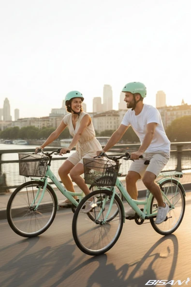 Bisan LOTUS ŞEHİR BİSİKLETİ 34 CM V 24 JANT 21 VİTES MİNT YEŞİL BEYAZ - Resim 3