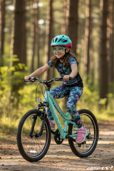 Bisan Gazelle Çocuk Bisikleti 30 Cm V 24 Jant 18 Vites Turkuaz Koyu Pembe - Resim 7