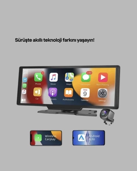 Renault Megane, Clio, Symbol, Captur, Toyota Corolla, Yaris, C-HR, Ford Focus, Fiesta Uyumlu Kablosuz CarPlay Multimedya - 3