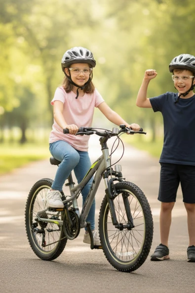 Bisan BUFFALO 24 JANT ÇOCUK BİSİKLETİ 30 CM ÇELİK KADRO V-FREN 18 VİTES AÇIK GRİ SİYAH SARI (7-12 YAŞ) ürün görseli