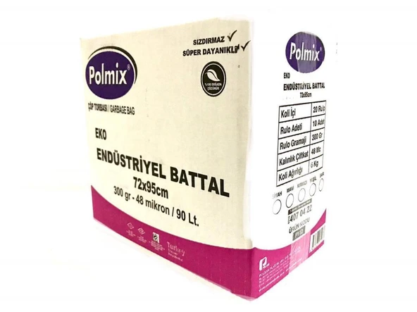 Omnipazar Polmix Eko End Battal Boy Çöp Poşeti 72x95cm 20 Rulo 200 Ad 6Kg Siyah - 2
