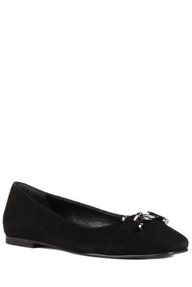 Stato - Siyah Hakiki Süet Deri Kadın Babet Ayakkabı 25-5804 - Resim 3