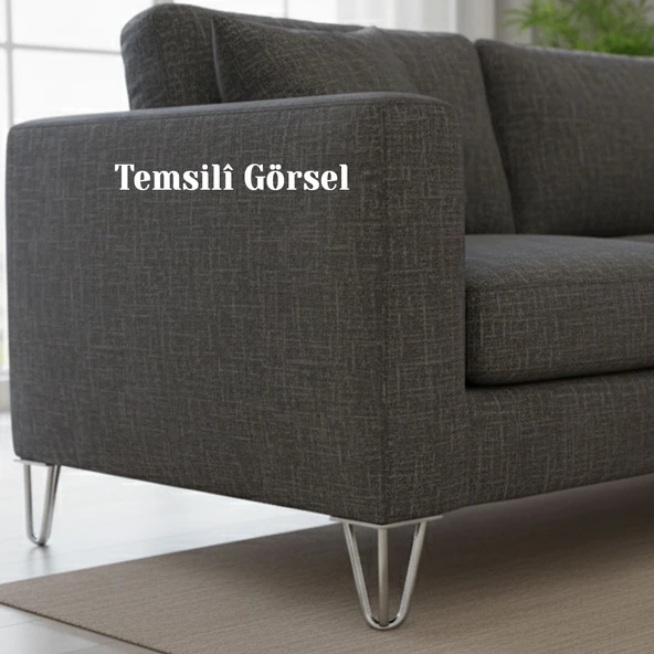 Martı 4 ADET 12 cm Krom Gümüş Metal Mobilya Ayağı Üçgen Modern Tasarım Koltuk Sehpa Masa TV Ünitesi - Resim 7