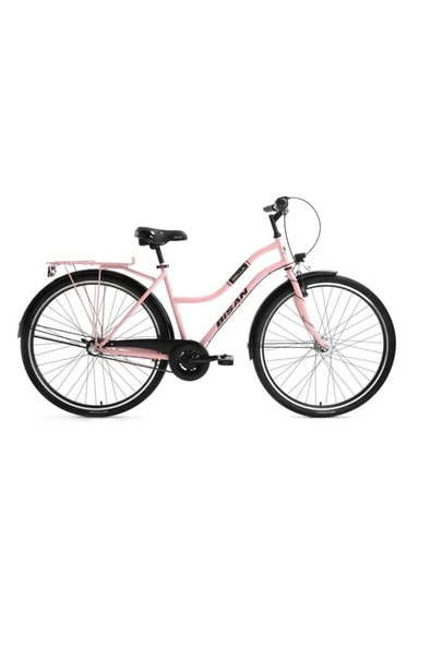 Bisan Bella-24 Kadın Şehir Bisikleti 42cm V 26 Jant 3 Vites Pudra Pembe Siyah ürün görseli 1