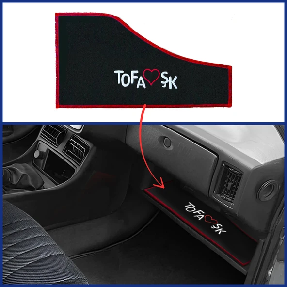 Tofaş Şahin Doğan Kartal Torpido Alt Sehpa Koruma Halısı / Nakışlı Torpido Alt Kaplama Halısı Örtüsü - Resim 3