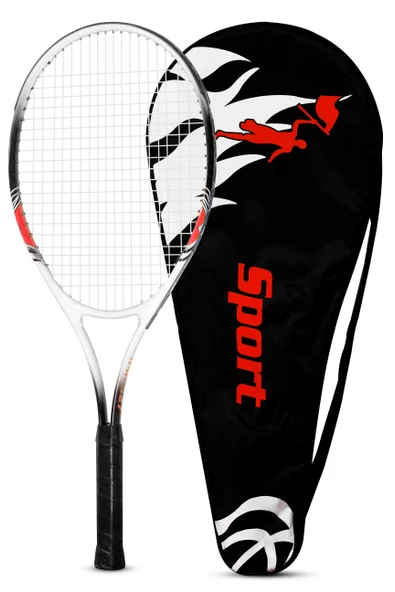 Deluxe 27 İnç Tenis Raketi Çantalı Yetişkin Tennis Racket L2 Grip 68 cm Kırmızı 527 - Resim 2