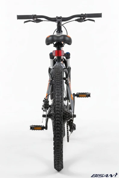 Bisan COOPER ÇOCUK BİSİKLETİ ALÜMİNYUM KADRO 30 CM HD 24 JANT 21 VİTES SHIMANO AÇIK GRİ SİYAH TURUNCU - Resim 4