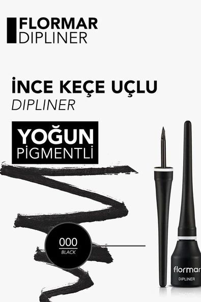 Flormar Yüksek Pigmentli & Yarı Mat Bitişli Dipliner 000 BLACK - Resim 2