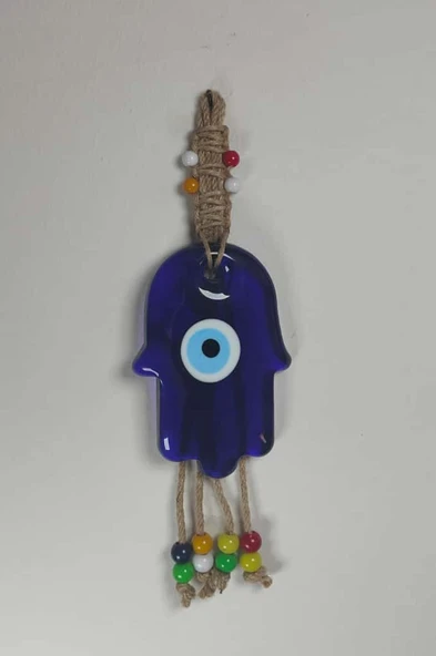 Dekoratif Nazarlık, İpli Nazar Boncuğu makrome örgülü 30cm - 3