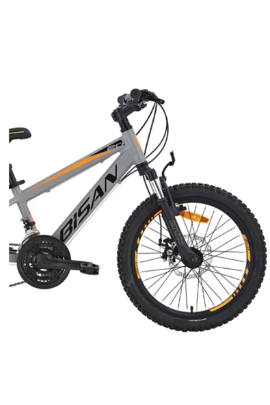 Bisan COOPER ÇOCUK BİSİKLETİ ALÜMİNYUM KADRO 30 CM HD 24 JANT 21 VİTES SHIMANO AÇIK GRİ SİYAH TURUNCU - Resim 7