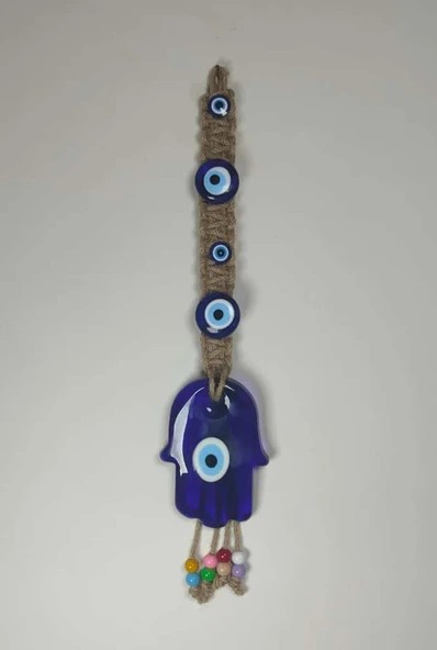 Dekoratif Nazarlık, İpli Nazar Boncuğu makrome örgü 48cm - 2