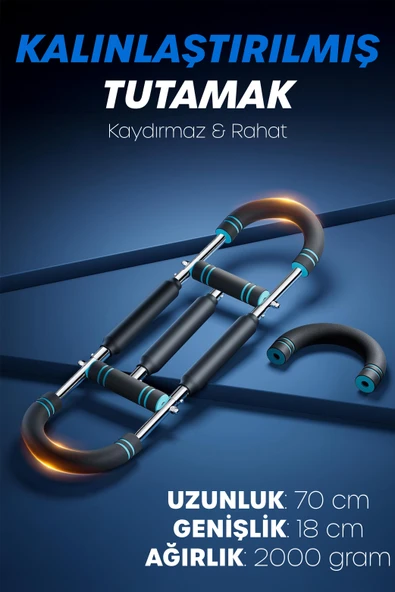 3X POWER (35-60KG) Ayarlanabilir Üçlü Metal Yaylı Göğüs & Kol Full Body Egzersiz Aleti Fitness Bar - Resim 4