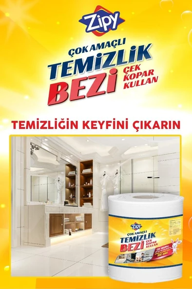 Zipy Easy Clean Yumuşatıcı Kokulu Yüzey Temizlik Havlusu Islak Kova Mendil 300 Adet - Resim 2