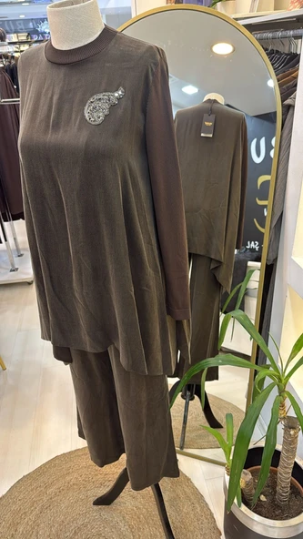 Nuss 1033 Cupra İpek Takım - KAHVE - Resim 4