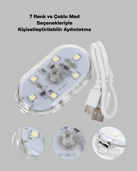 USB Şarjlı Çok Renkli Dokunmatik LED Gece Lambası - 3