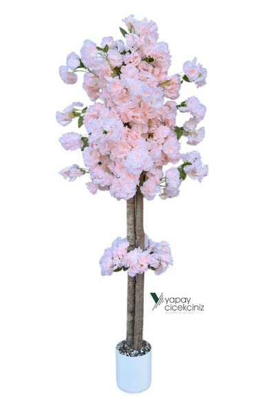 Beyaz Renkli Saksıda 150 cm Yapay Bahardalı Ağacı Yoğun Yaprak - Resim 3