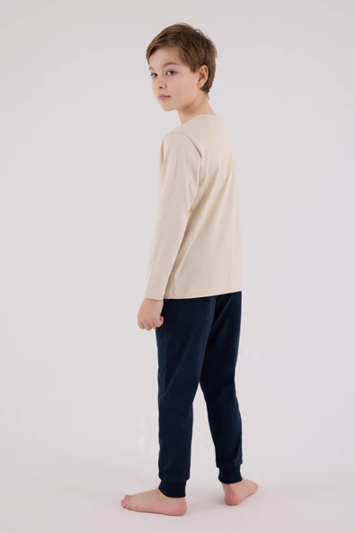 U.S. Polo Assn. Garson Erkek Uspa Logo Süprem 4 Mevsim Kumaş Uzun Kollu Lastikli Pijama Takım - 11