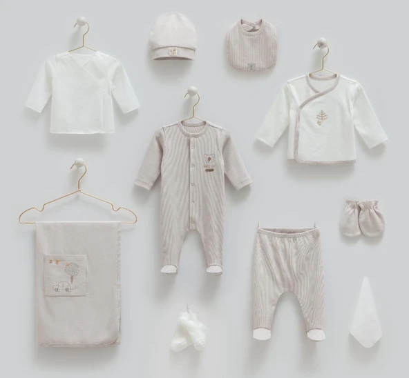 Caramell Hello Forest %100 Pamuk 10 Lu Hastane Çıkış Seti Gri CRML.GRİ.ZE1949