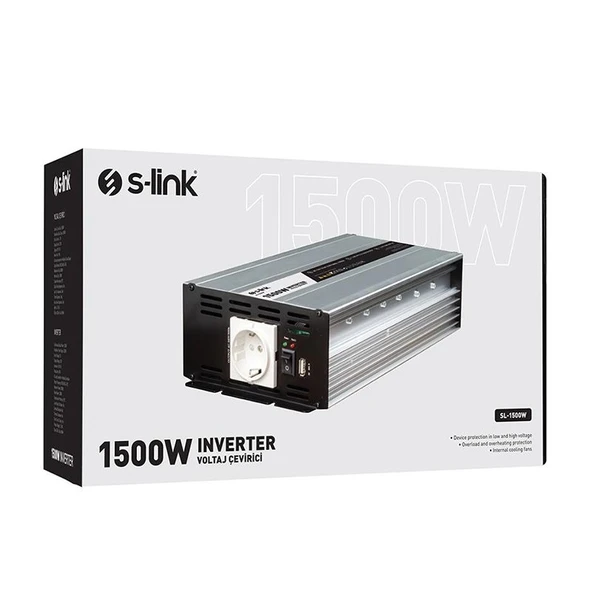 S-Link SL-1500W Dc12v-Ac230v 1500w İnverter - Resim 2