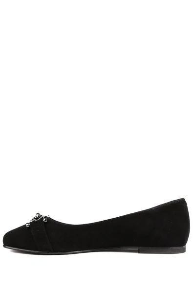 Stato - Siyah Hakiki Süet Deri Kadın Babet Ayakkabı 25-5804 - Resim 4